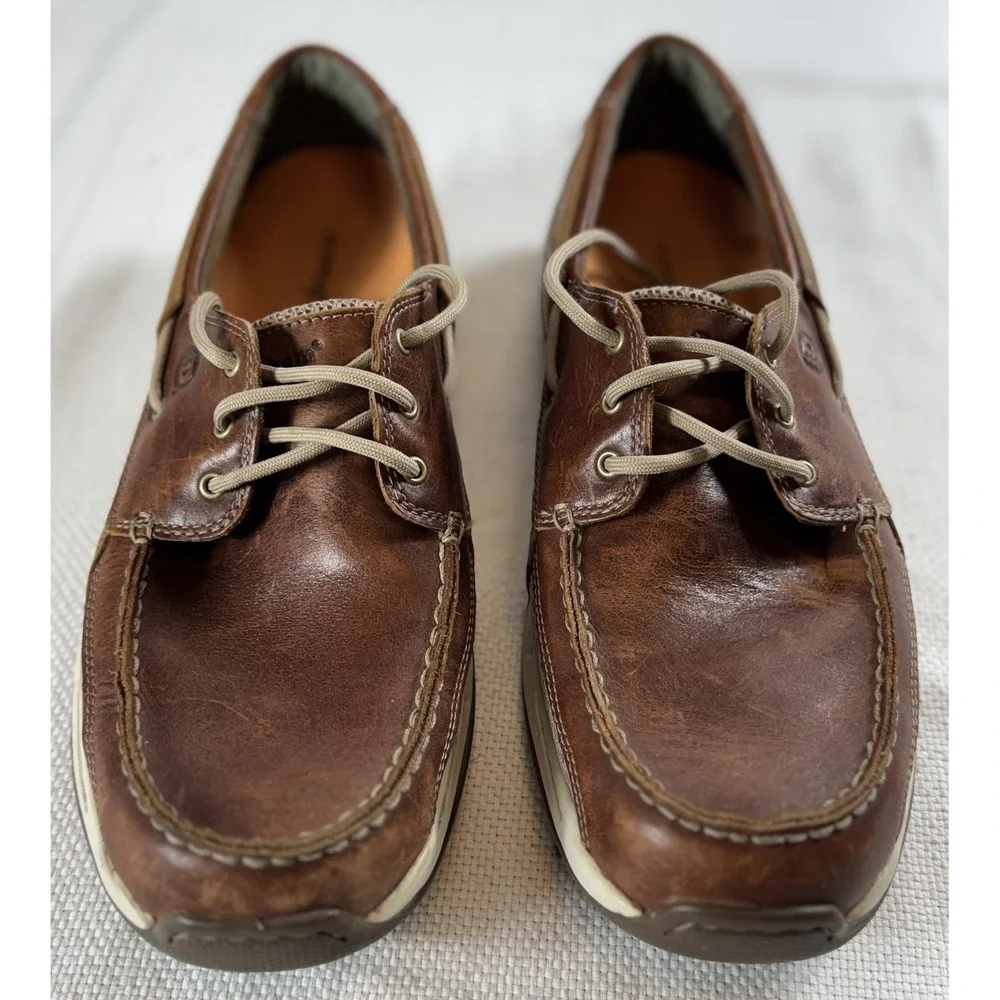 Dunham Shoes Mens Size 11.5 D Brown Leather Boat Style Walking‎ Comfort Rollbar